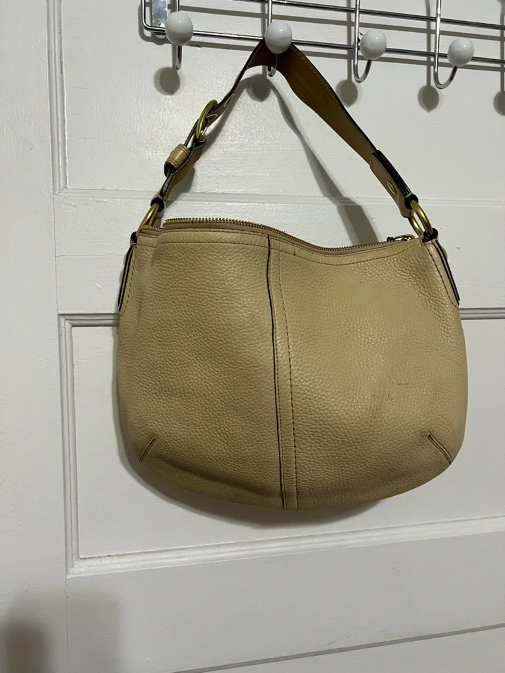 Coach Pebbled Leather Shoulder Bag - Tan